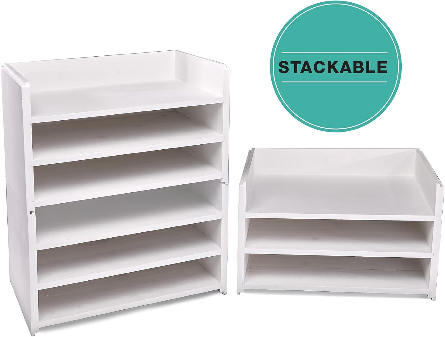 Wooden Stackable Letter Tray: Desktop Organizer for Files, Folders, Binders, & N