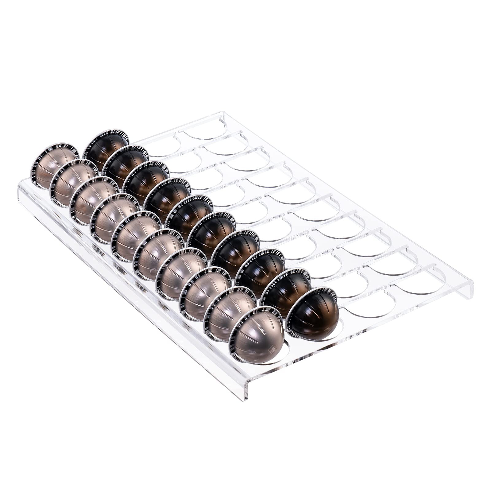 SUMERFLOS Coffee Pod Holder Storage Tray 40 Pods-1 Pack, clear-40 Pack