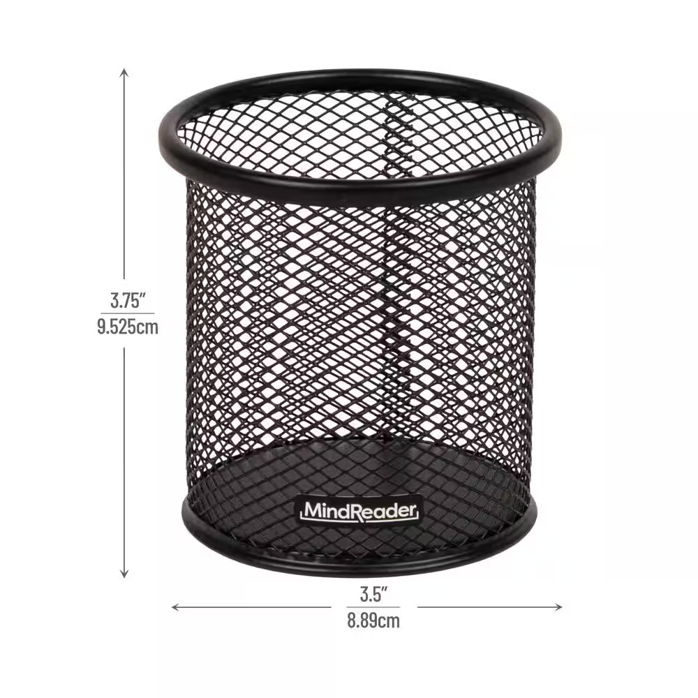 Pen and Accessories Holder, Desktop Organizer, Office, Metal Mesh, 3.5 In. L X 3