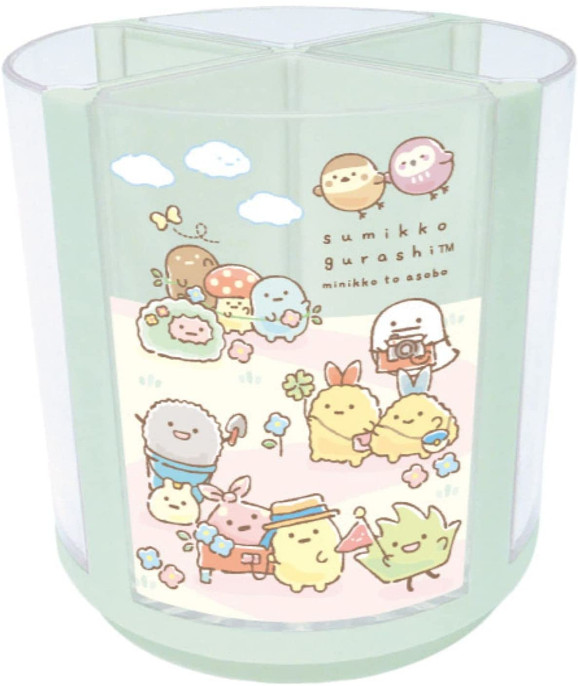 JAPAN Sumikko Cartoon Blue Desk Organizer Rolling Pen Stand Holder Stand Storage