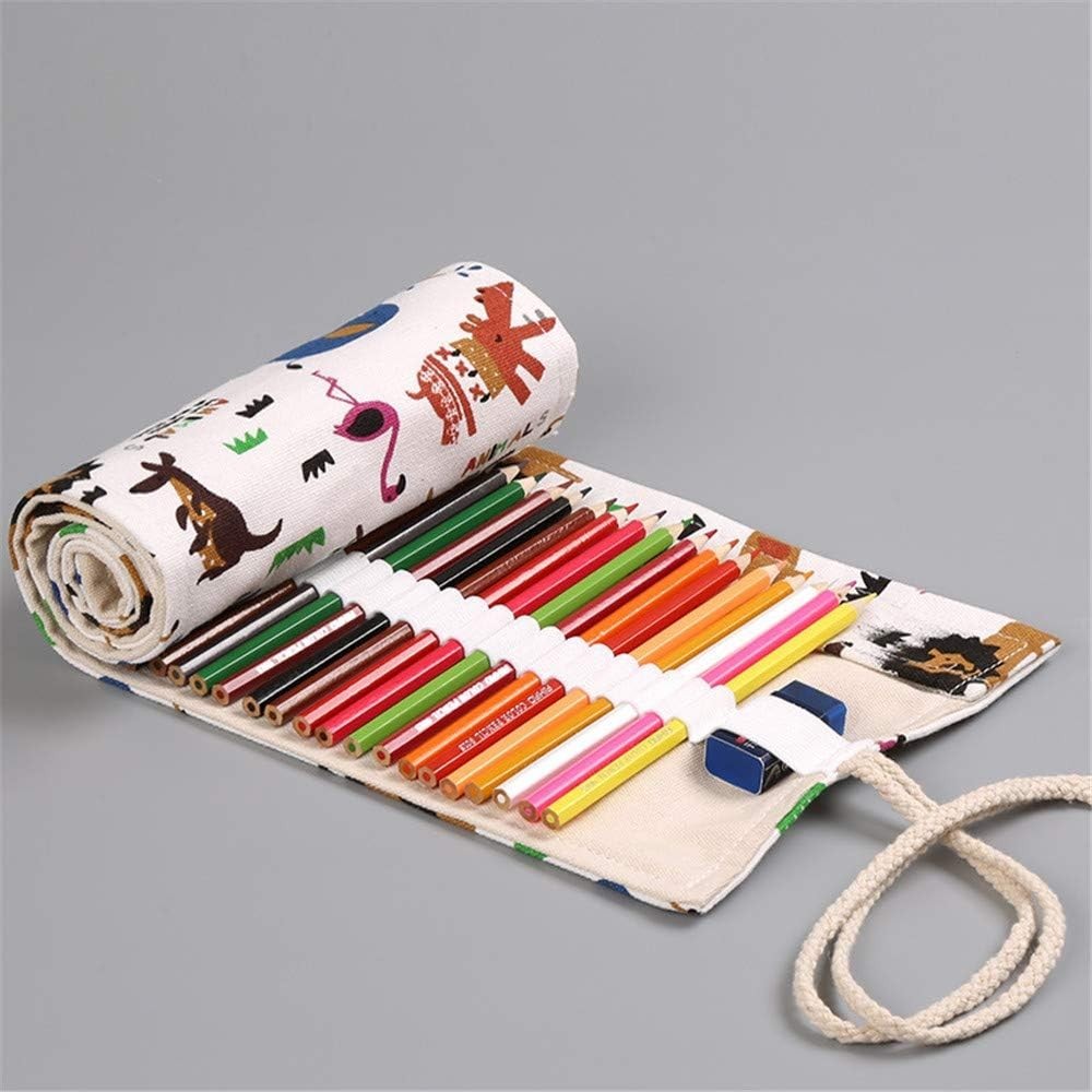Durable Canvas Colored Pencil Roll Holder – 48 Slots, Travel Essential