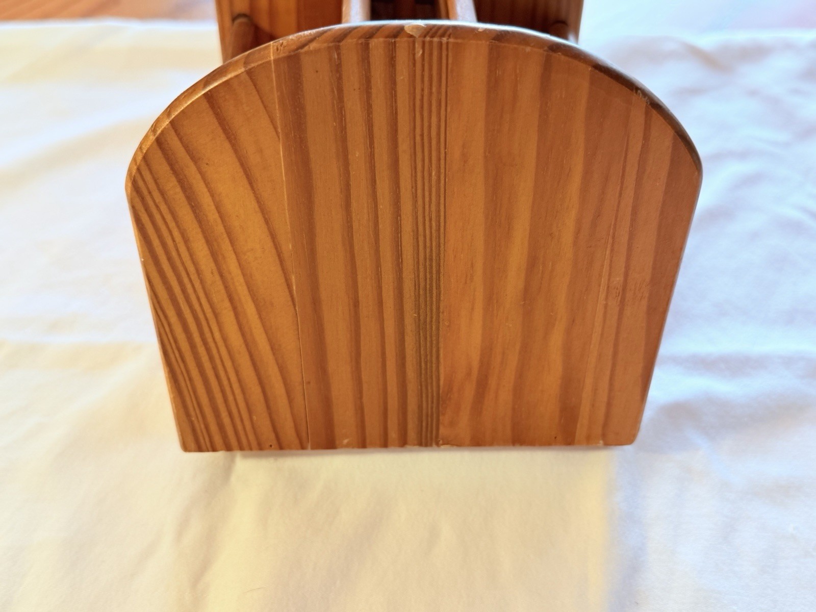 Vintage Wood Rotating Desk Organizer Mail Holder Napkin Utensil Caddy