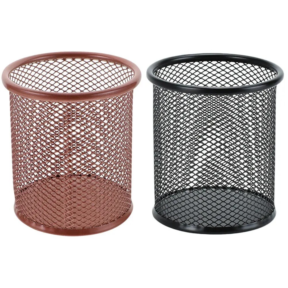 2Pcs Mesh Pen Holder Pencil Cup Storage Organizer Metal Desktop Pen Container Of