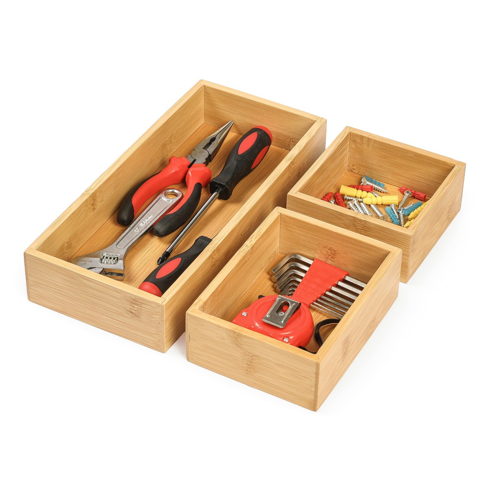 Drawer Organizers Set, 3PCS Multi-Use Wood Storage Organizers, Desk Drawer Tr…
