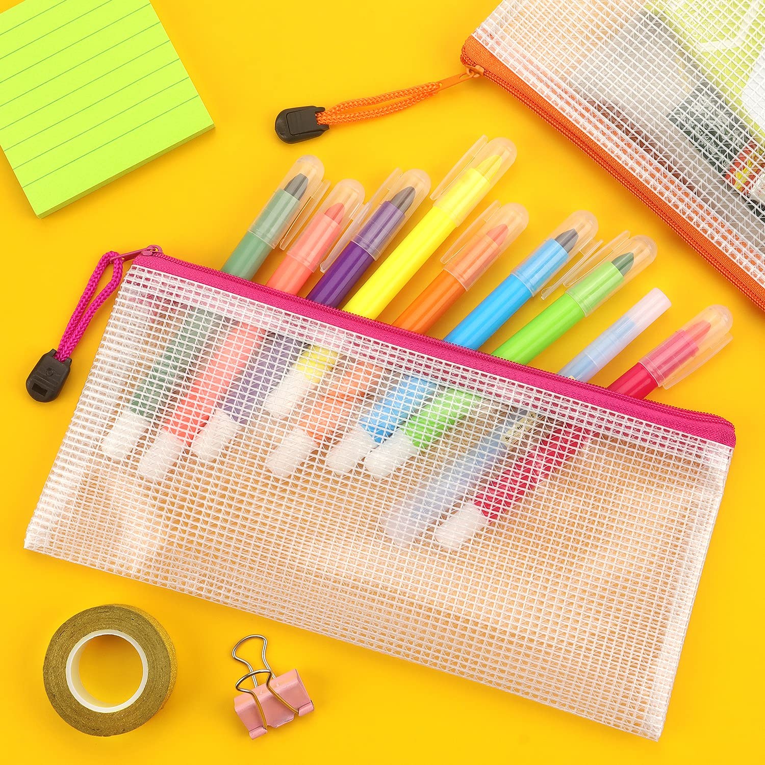 10 Pack Mesh Zipper Pouch Document Waterproof Zip File Bags