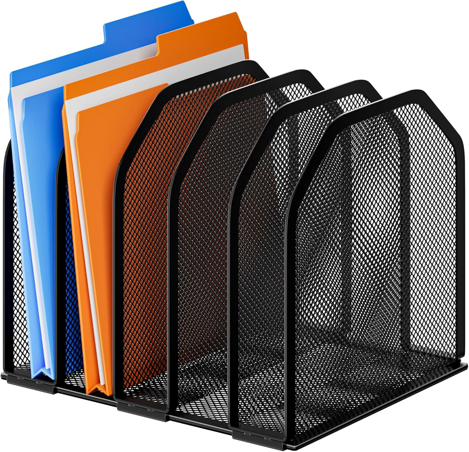 Desk File Organizer Adjustable 5 Sections Upright Desktop Organizer File Sorter