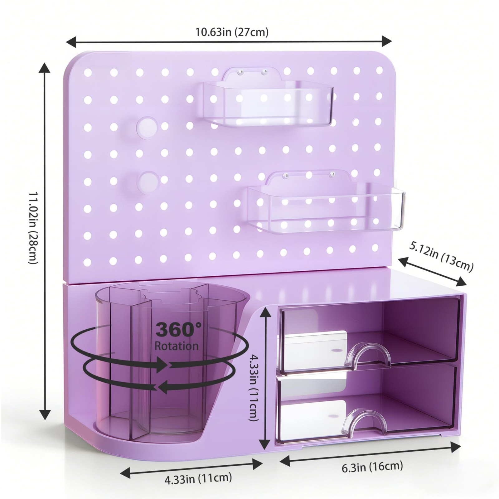 Desk Organizer with Drawer, 360° Rotating Pen Holder for Desk, Pen Organizer …