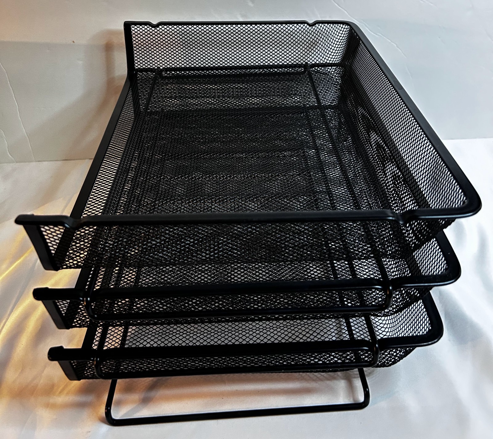 3 Tier Desk Organizer, Letter-size Trays, Multipurpose, Mesh, Black, New