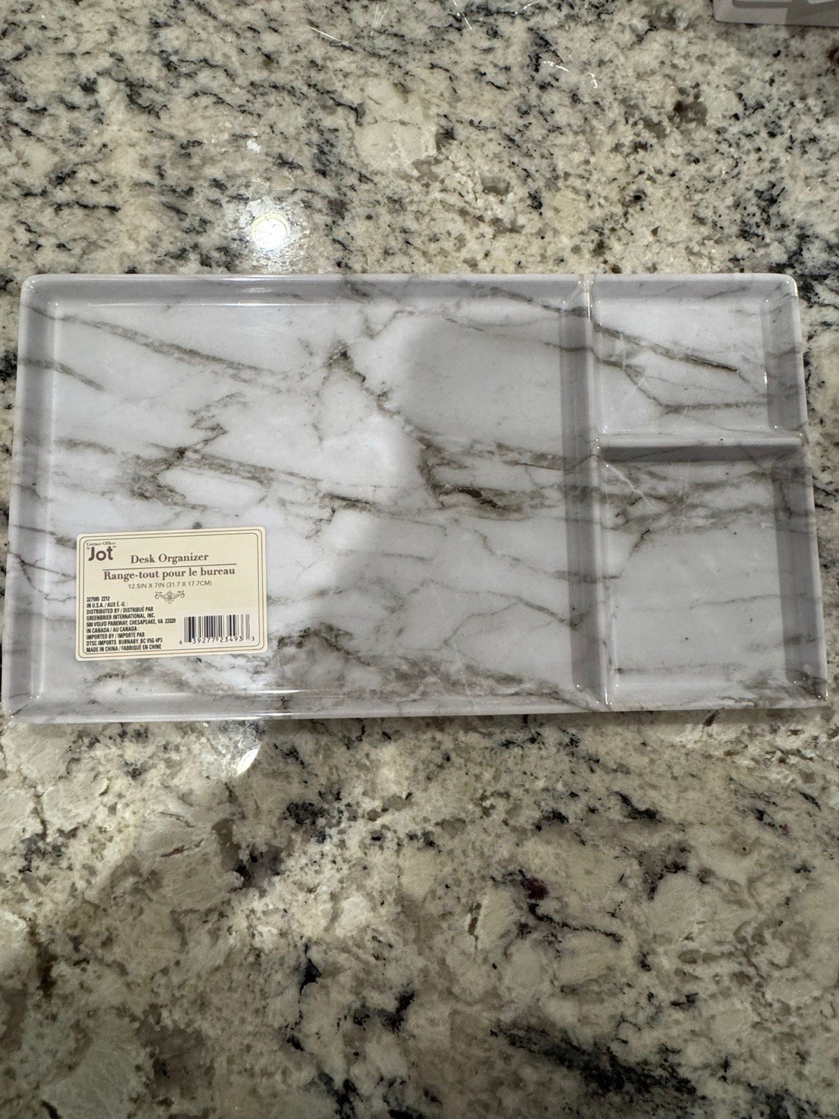 NEW desk organizer plastic marble 12.5 in X 7 in