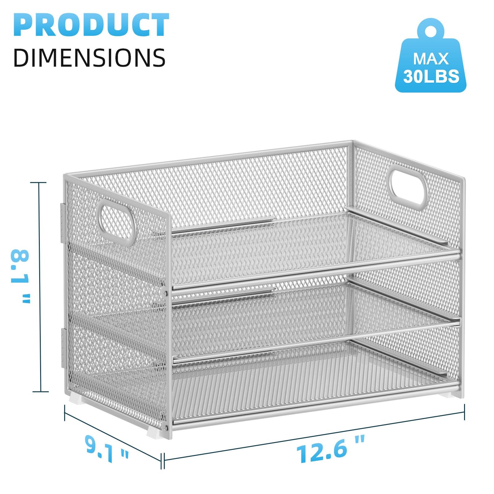 Marbrasse 3 Tier Paper Organizer Letter Tray, Mesh File Organizer with Handle…