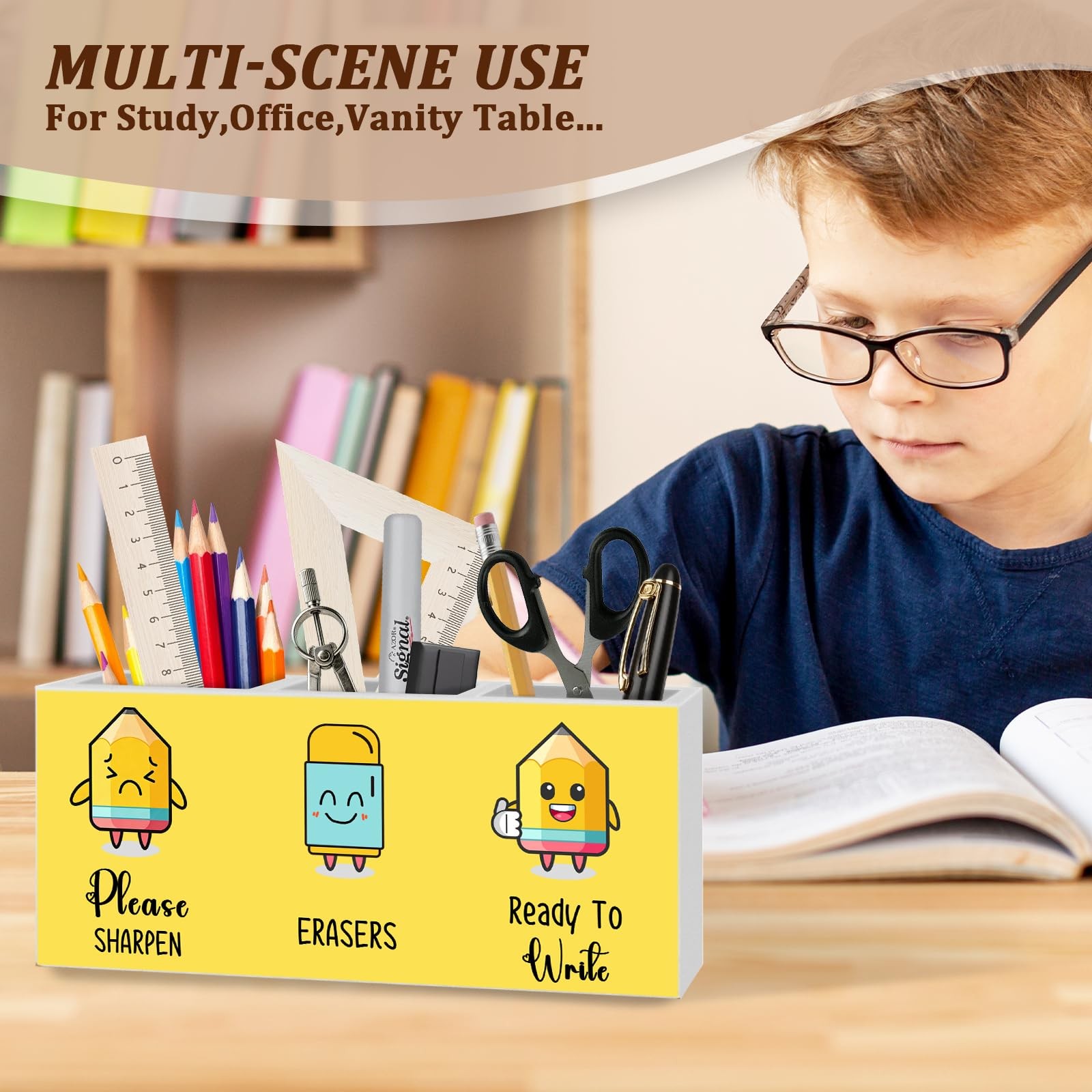 Yellow Funny Classroom Pen Pencil Holder for Desk, Funny Classroom Decor, Bac…