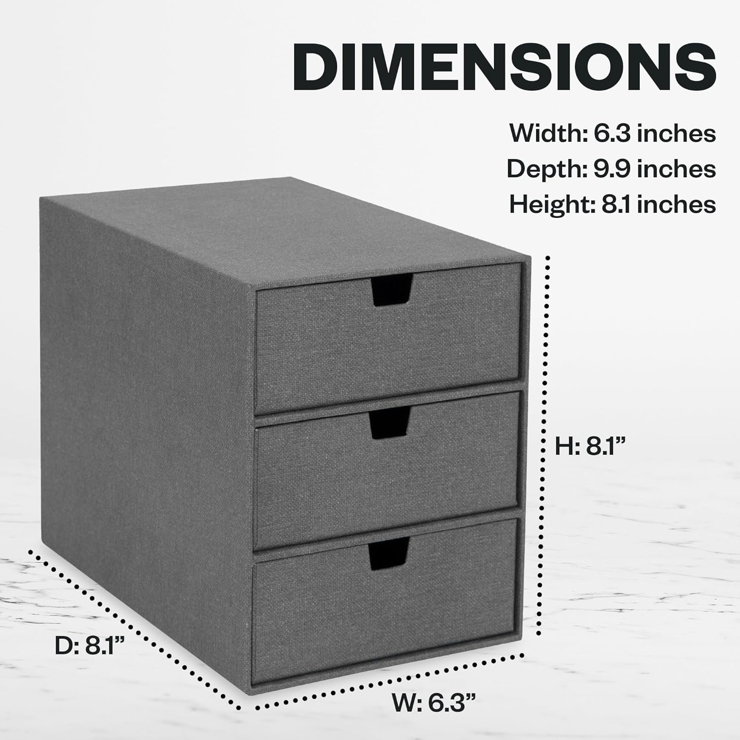 Ingrid 3 Drawer Canvas Fiberboard Desk Organizer for Office Supplies