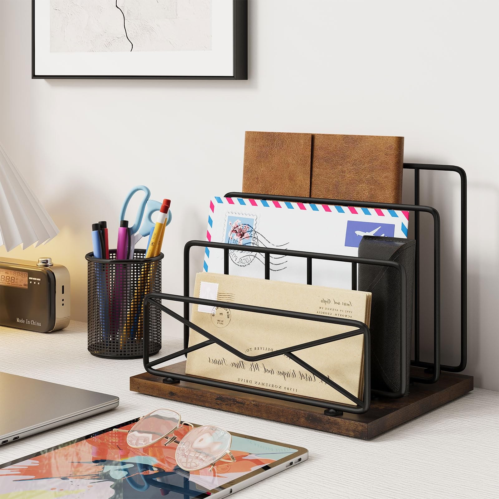 Desktop Sorters Desk Organizer-with 2 or 3 Slot Matte Black Metal Desktop Sor…