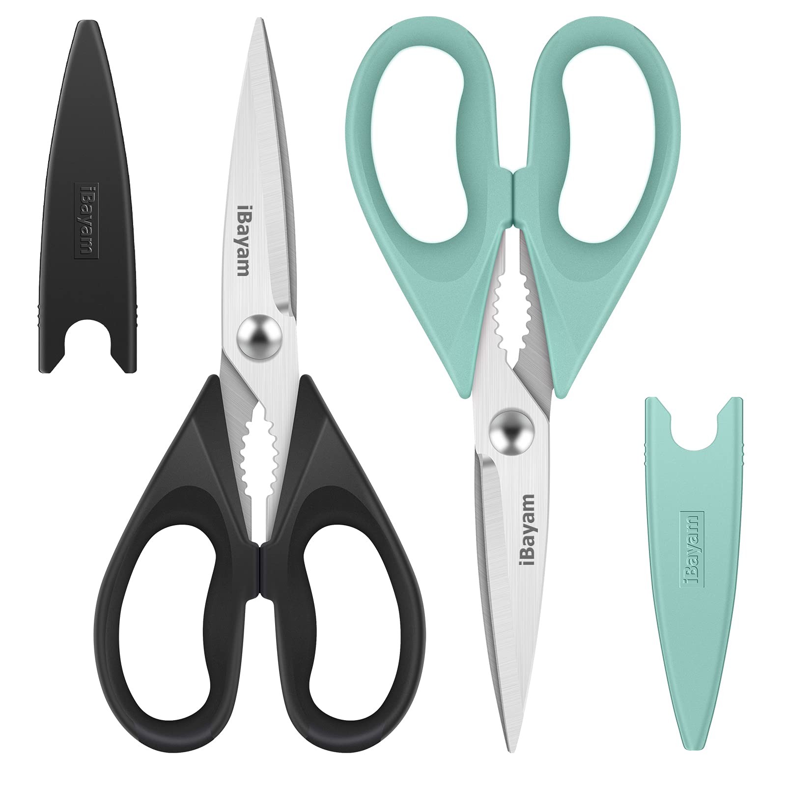 Shears Kitchen | 2 Pack | 8.5 Inch | Stainless Steel | Black