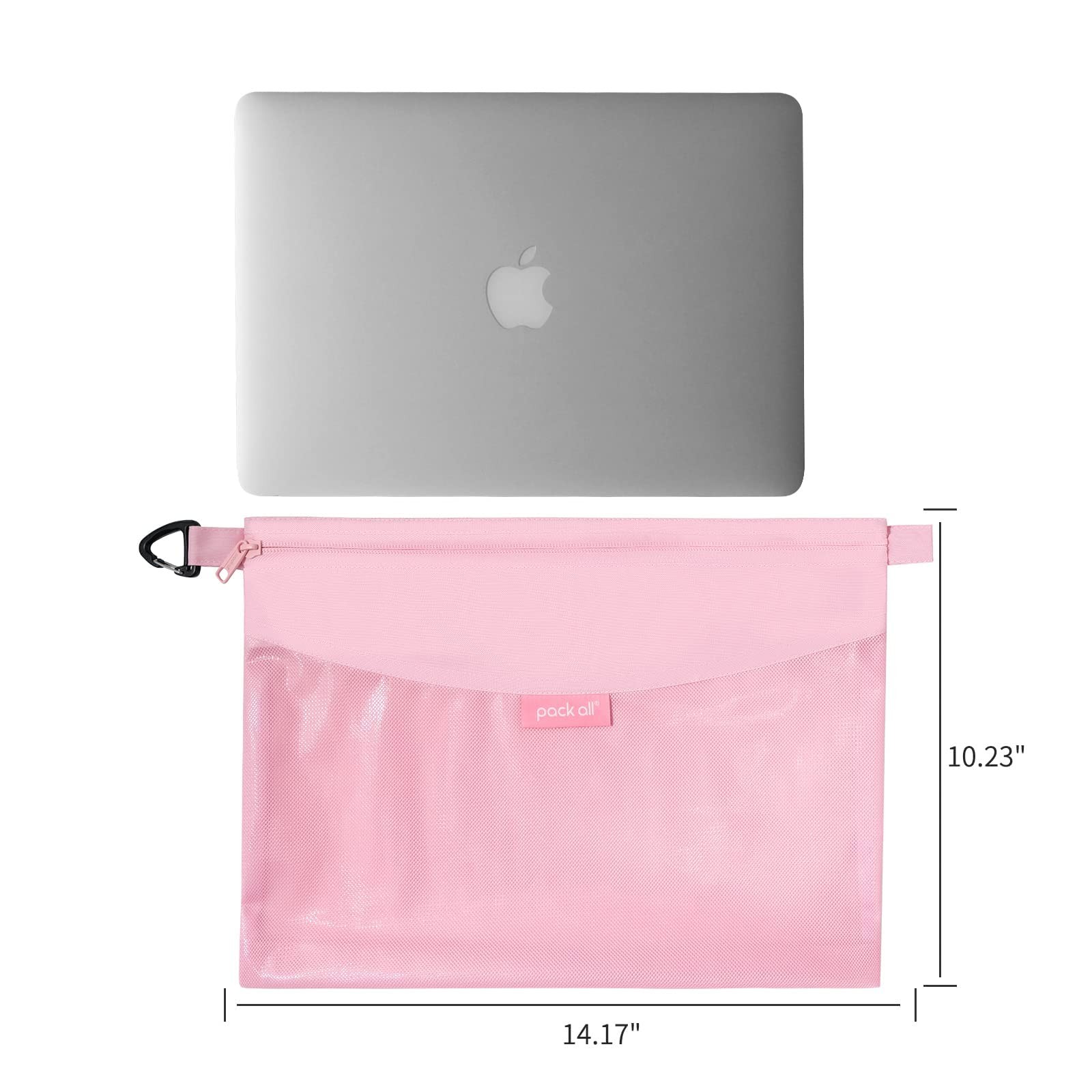 Pink Large WaterResistant Material Mesh Zipper Pouch Storage Travel Bag