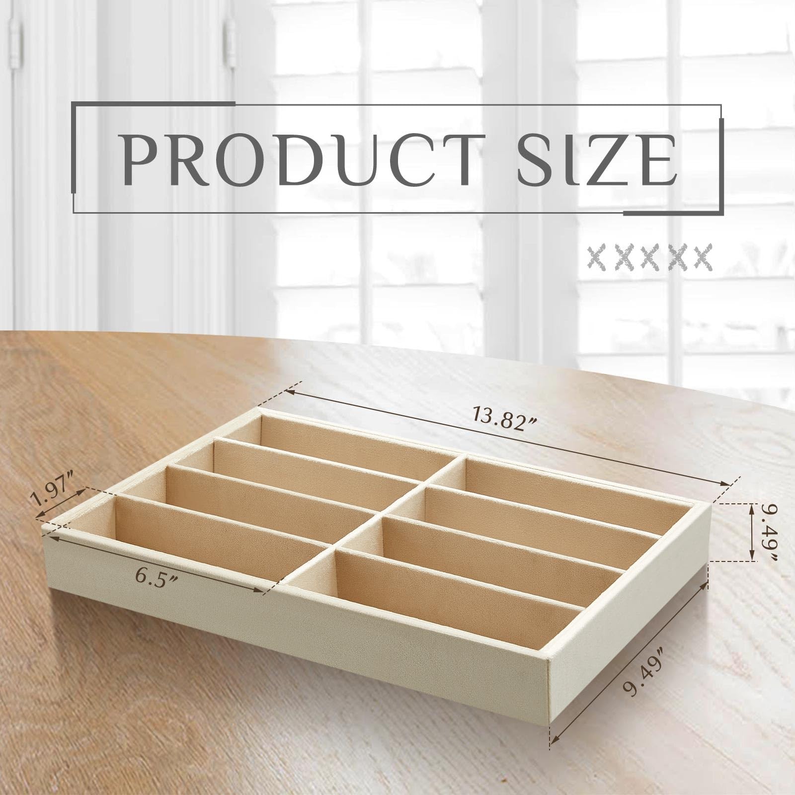 Amylove 4 Pcs Beige Sunglass Organizer Trays 8 Grids Velvet 8 Grids,