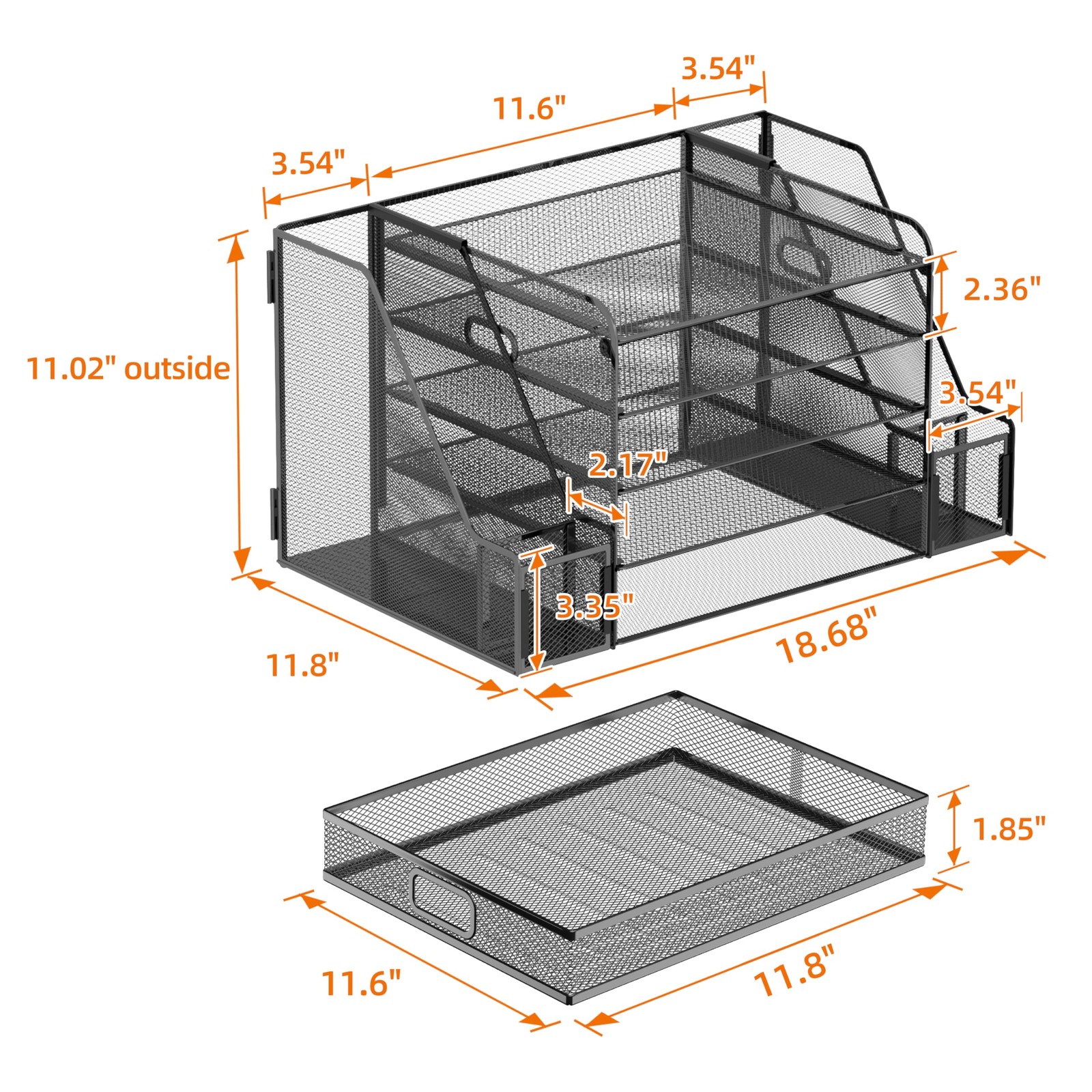 SUPEASY Mesh Desk Organizer with File Holder, 5-Tier Paper With drawer, Black