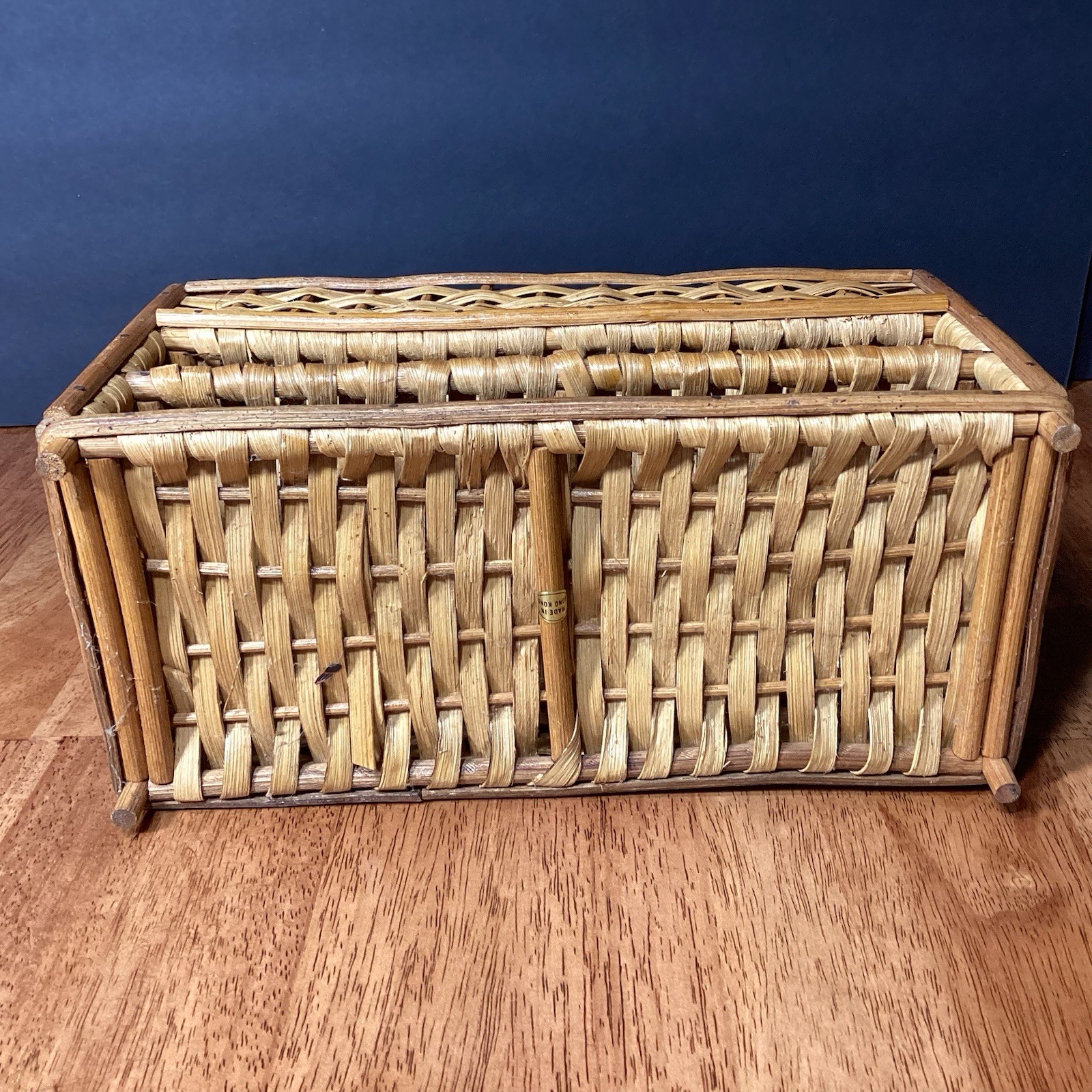 Wicker Rattan Desk Top Letter/Bill Office Work Organizer Boho Hong Kong