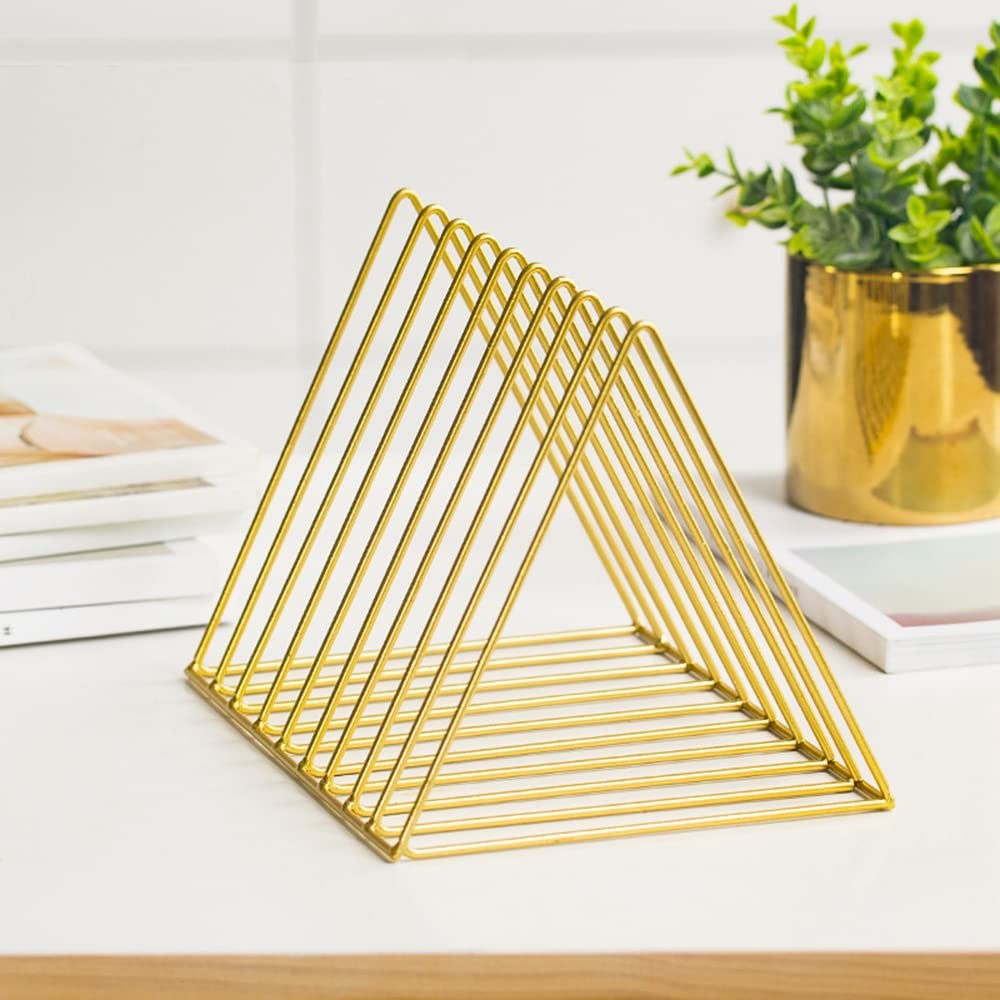 Sooyee 9 Slot Gold Magazine Holder, Desktop File 10.2”L X 7”W X 6.9”H,