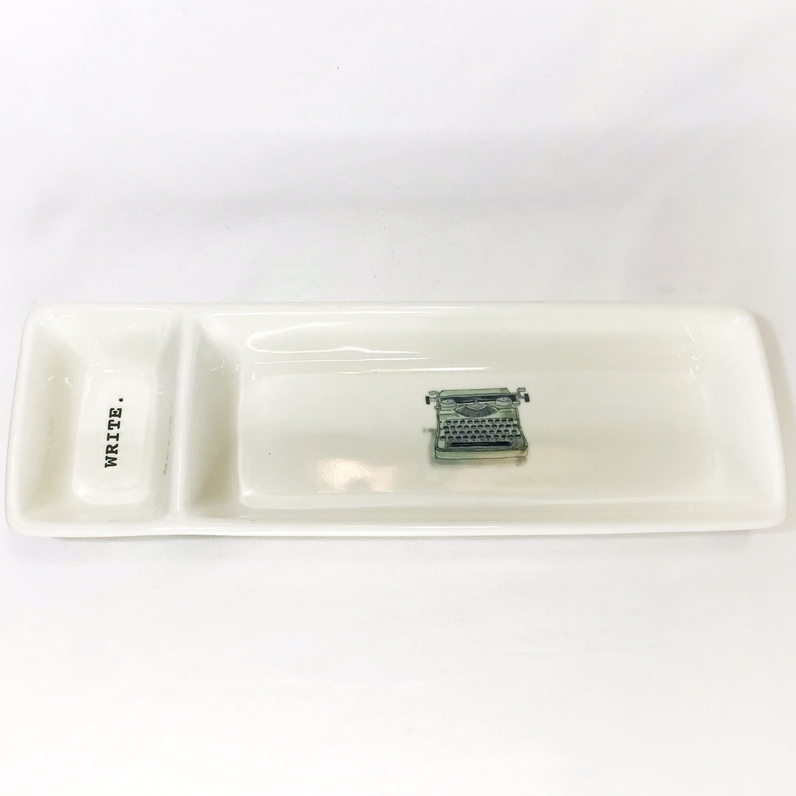 Rae Dunn WRITE Divided Tray Desk Office Organizer Trinket Dish 11″ x 3.5″