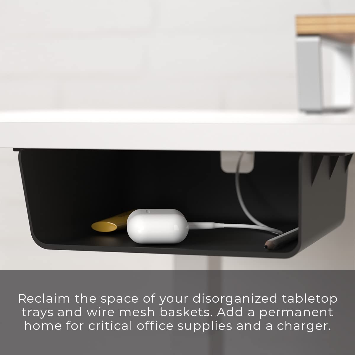 HumanCentric Under Desk Storage Shelf, Drawer Organizer for one pack, Black