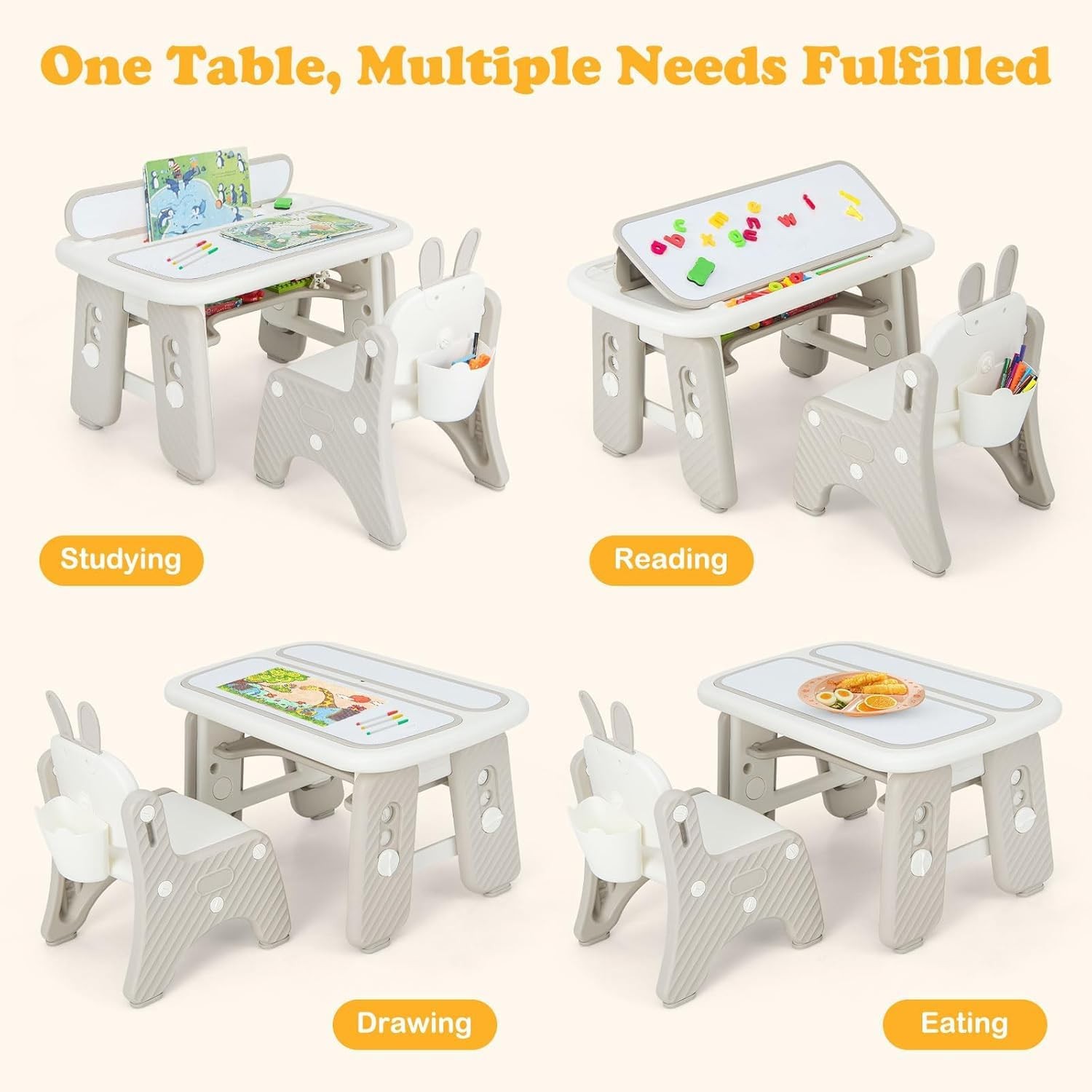 Kids Table and Chair Set, Activity Table with Magnetic Ding