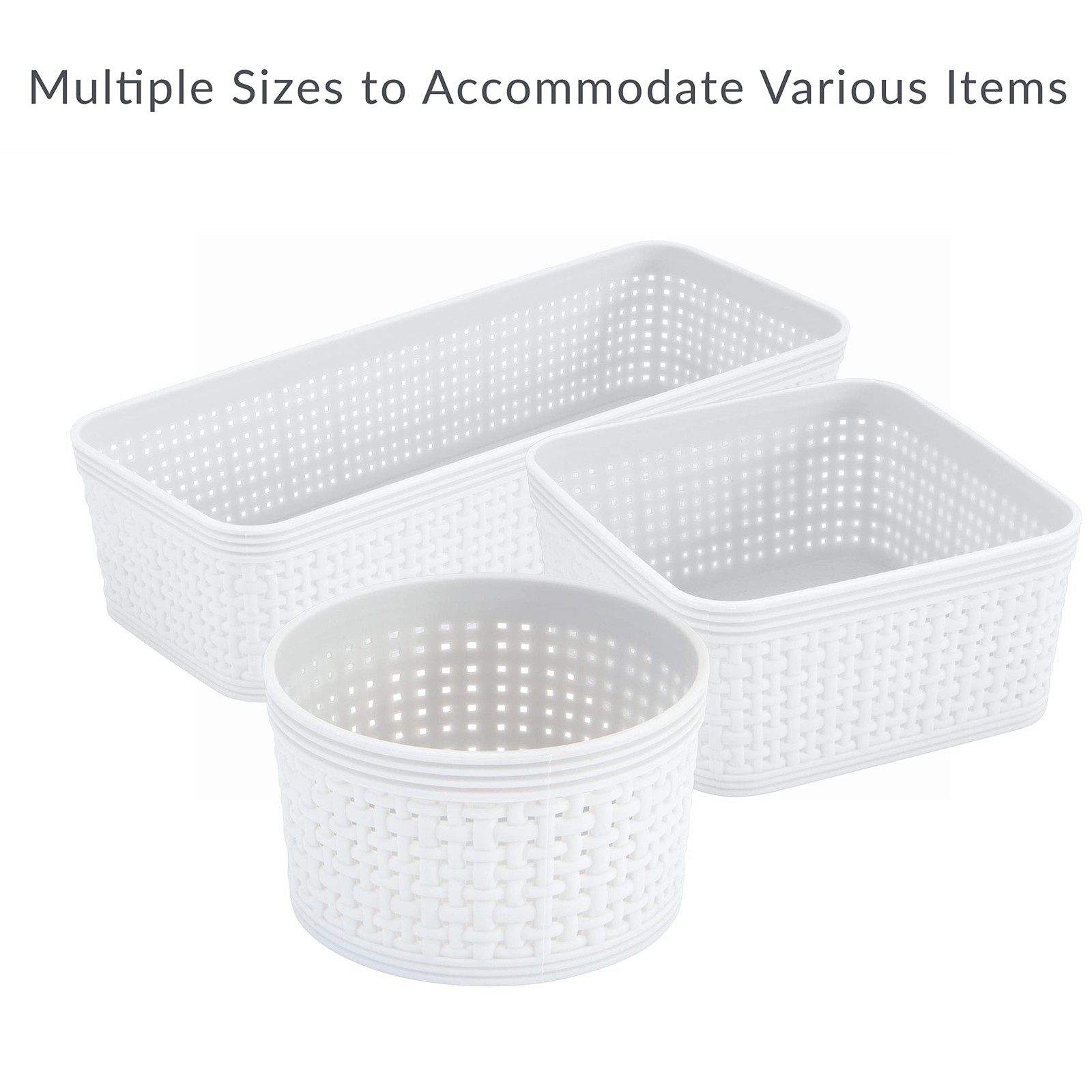 6 Pack Plastic Storage Baskets Storage Bins for Kitchen Office Bathroom