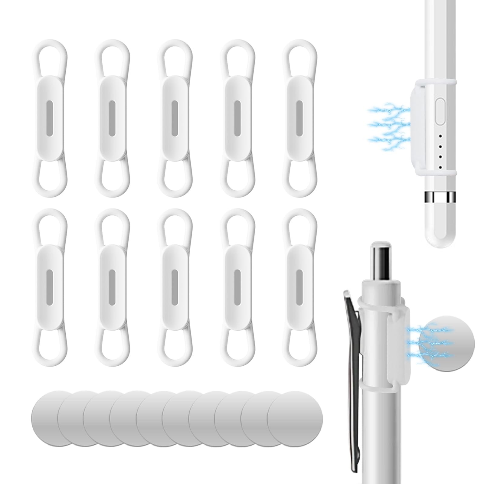 10 Pack Magnetic Pen Holder for Refrigerator, Adjustable Pen Pencil Holders, …