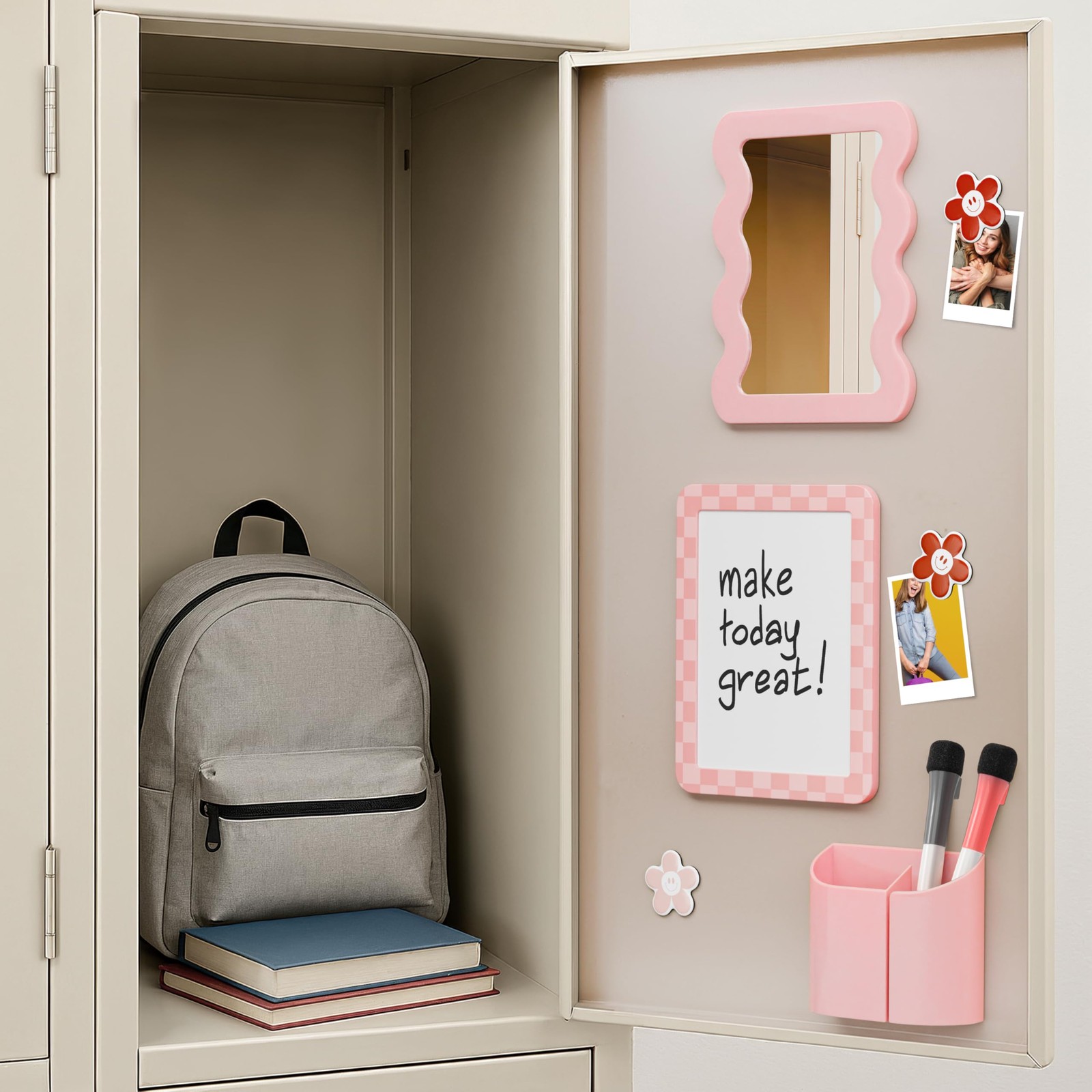 Stylish Locker Kit for Girls – Includes Mirror, Whiteboard, Pen Holder, Cute …