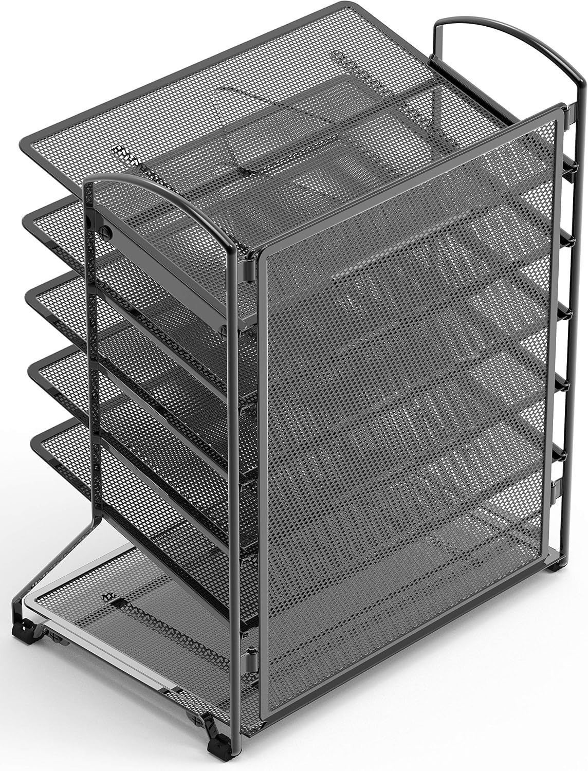 Industrial 6-Tier Desk Organizer – Black Mesh Steel (2-Pack)