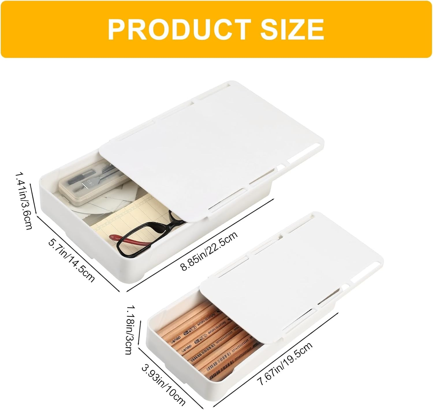 2pcs Under Desk Drawers – Self-Adhesive Hidden Undermount, Slide-Out Storage Org