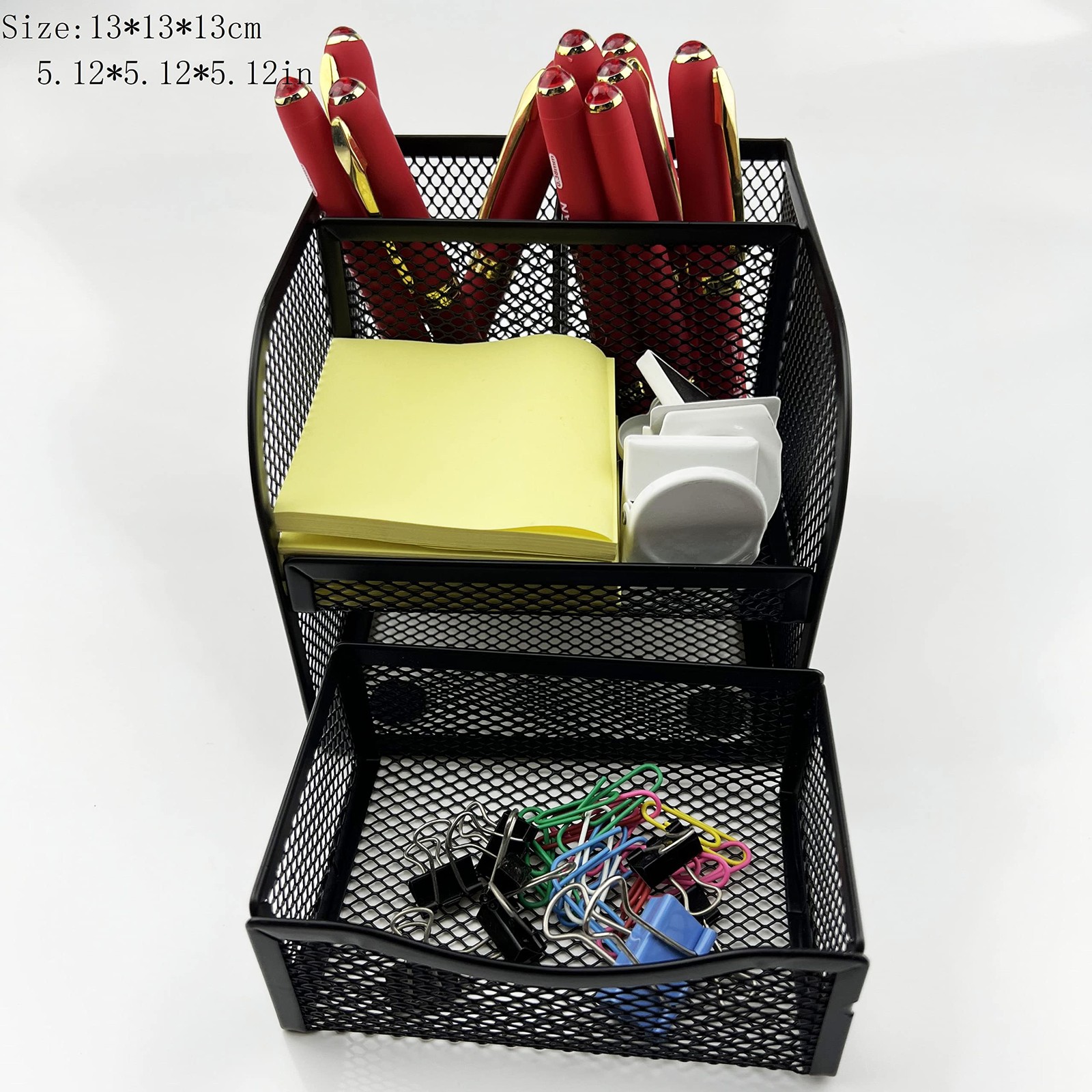 T11, Black Square Metal Wire Mesh Pencil Holder, Pencil Cup, Pen Holder, Desk…