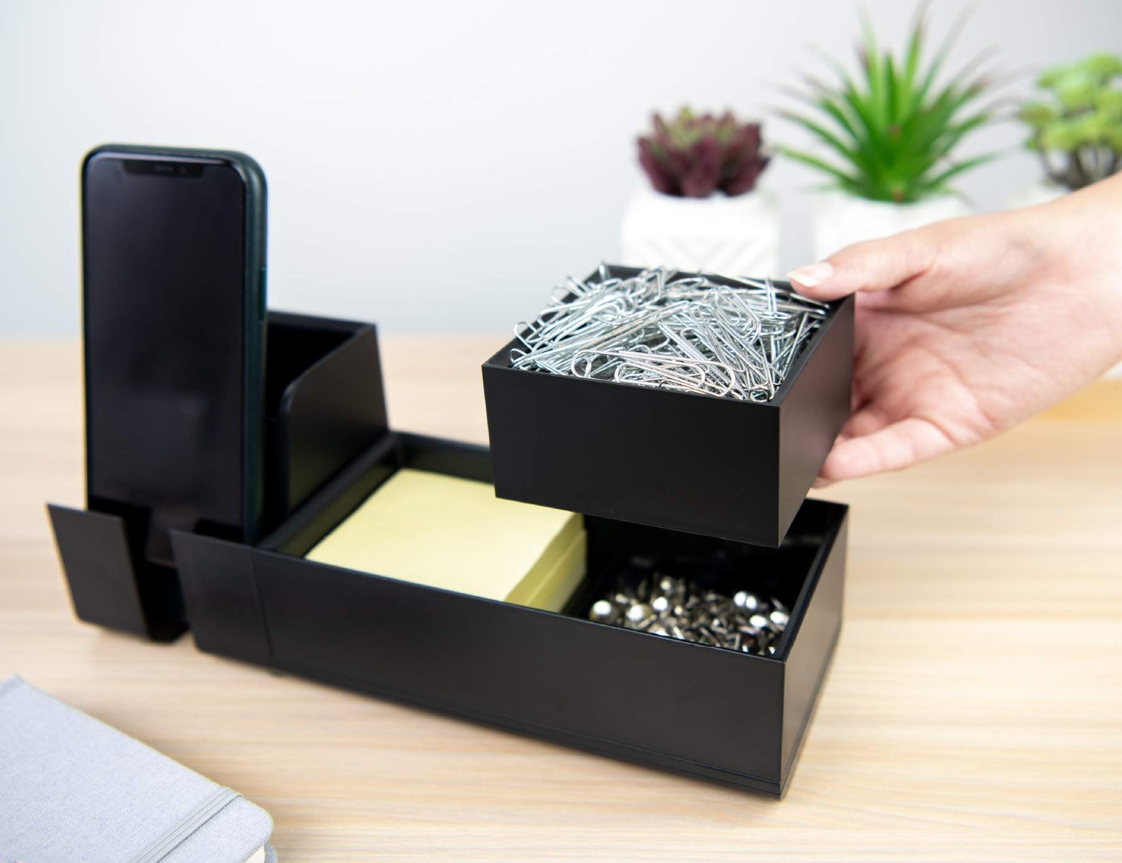 Bostitch Office Konnect Desk Organizer Accessory Tray, Stacks Small, Black