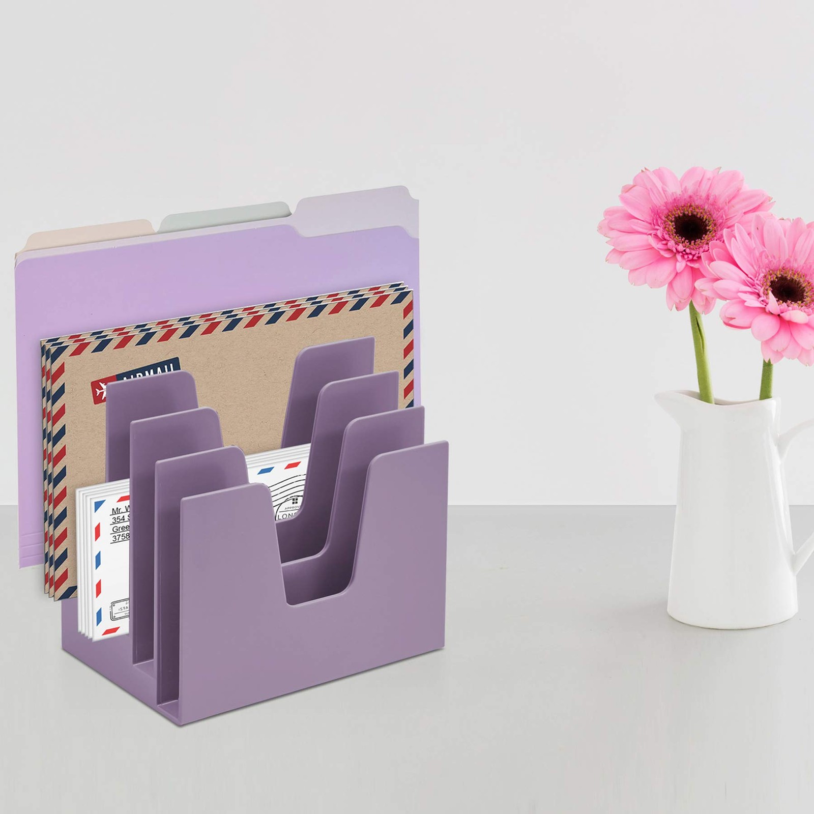 Acrimet 5 Section Incline File Sorter Organizer, Mail, A4, Solid Purple