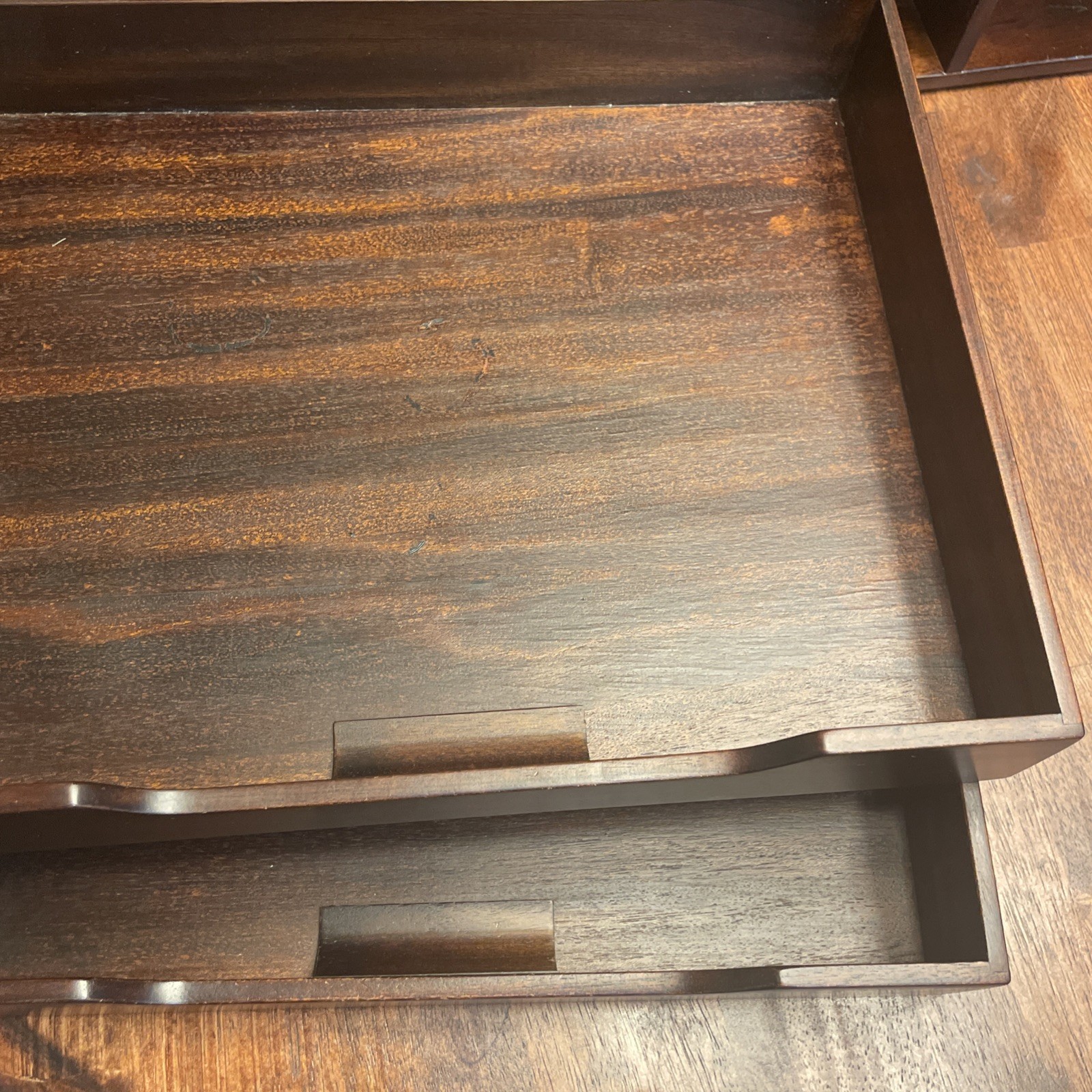 Vintage Danish Modern Style Mahogany Wood Desk Organizer Mail Sorter Selamat HTF