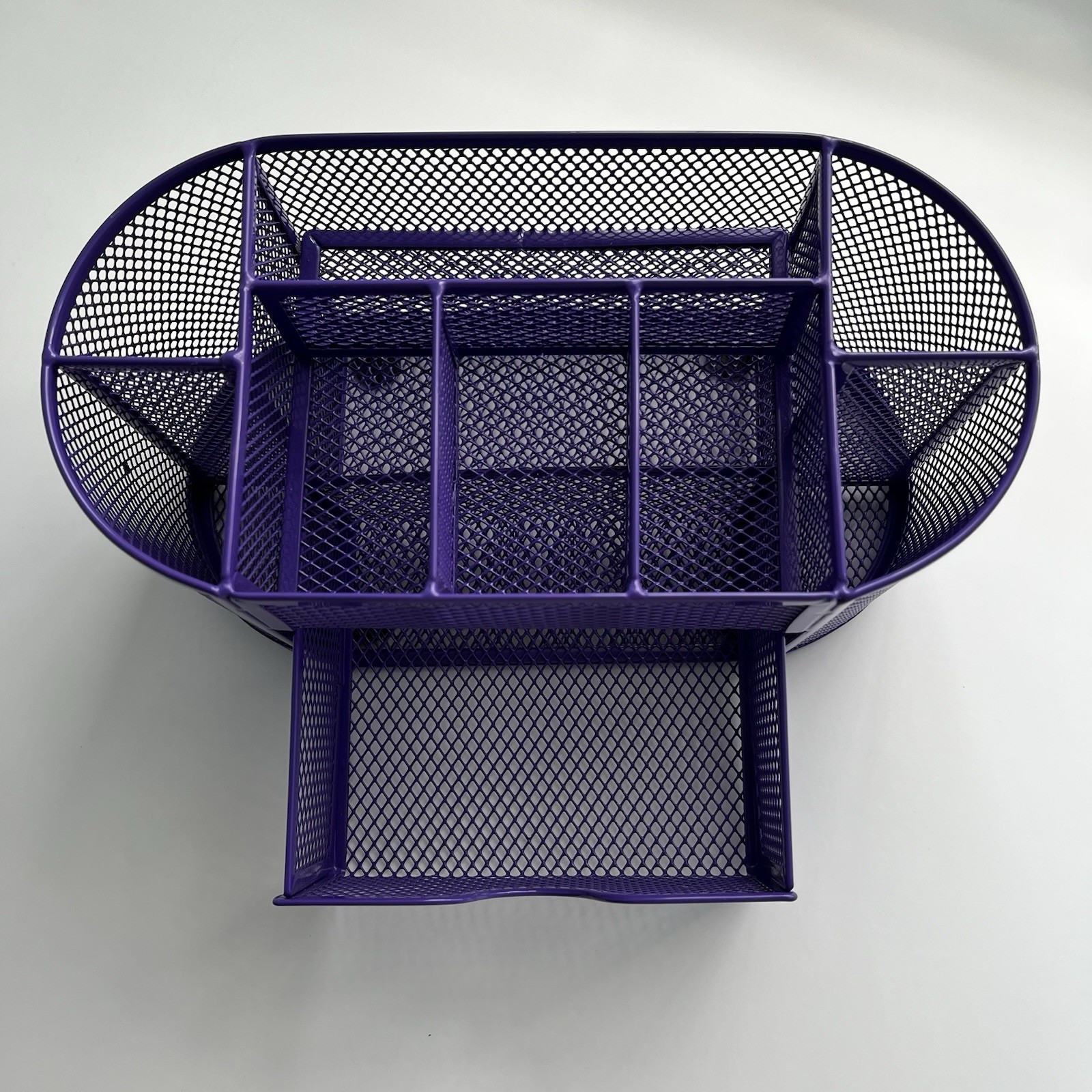 Metal Mesh Purple Pen Holder and Desk Organizer, Office Caddy Storage w/ Drawer