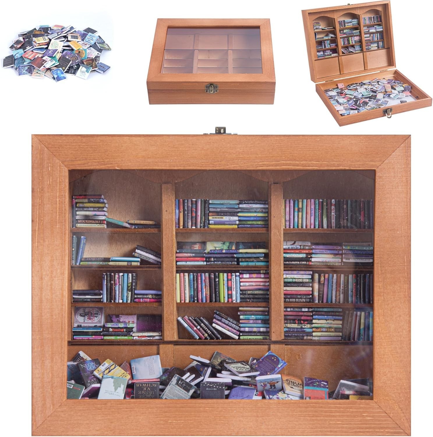 Anxiety Bookshelf Mini Books with 340 Minibooks Portable BookshelfStress-Reli.