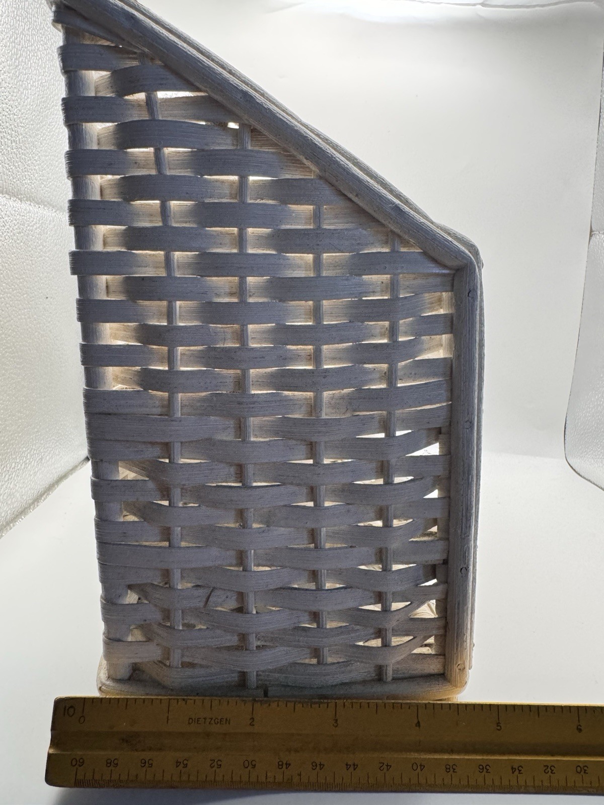 White Wicker Rattan Desk Top Organizer Office Mail Sorter Sturdy Letter Holder