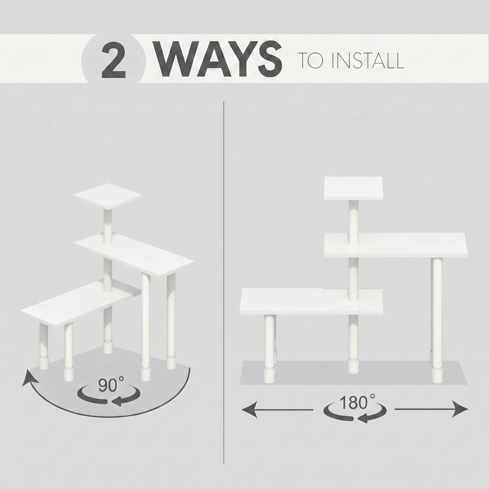 Furinno TURN-N-TUBE 3-Tier Adjustable Desktop Organizer. White