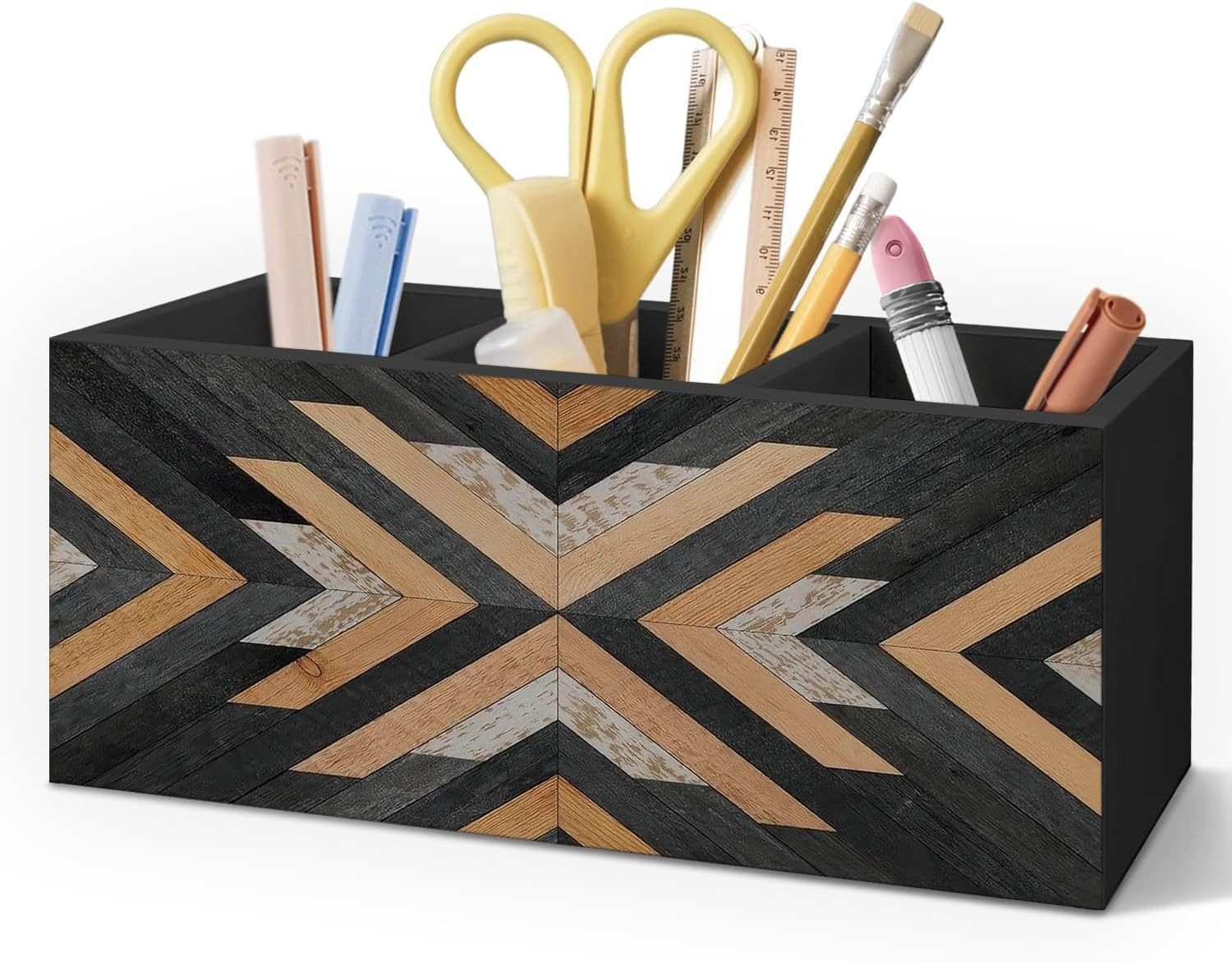 Western Pen Holder for Home Office Desk, Aztec Decor, Retro Boho Western Aztec M