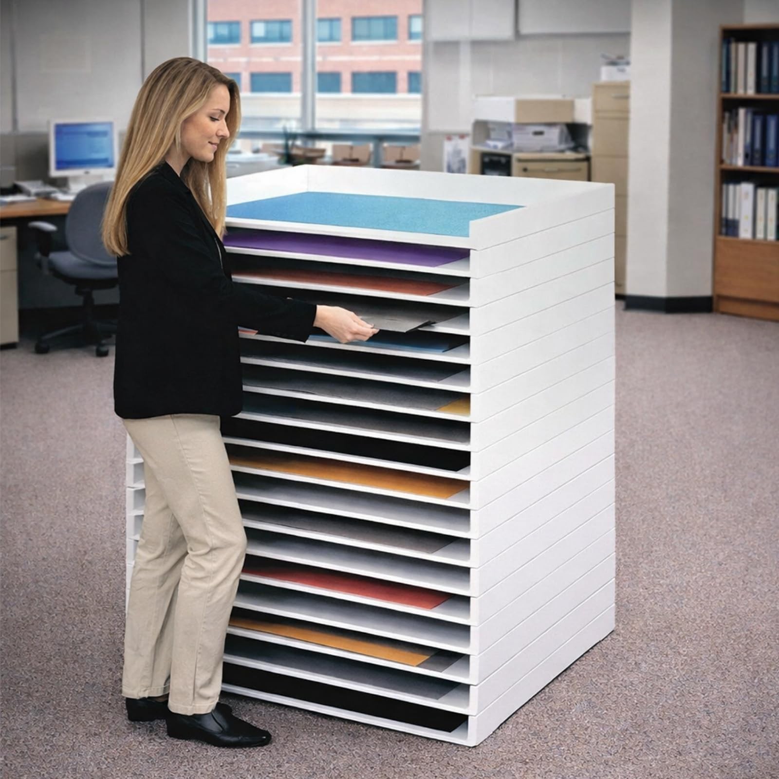 2 Pack Giant Stack Tray 26″ x 39″ White Pine Heavy Duty Flat File Organizer f…