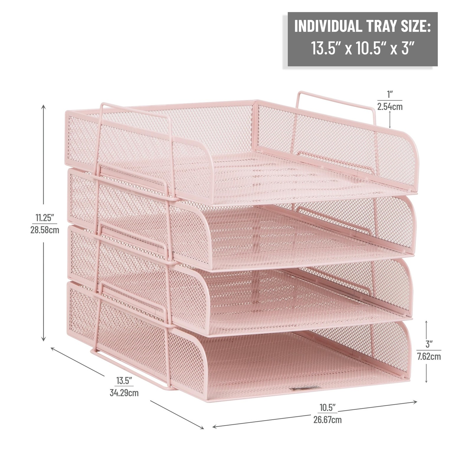 Mind Reader Stackable Paper Tray Desktop Organizer File Storage Office Metal