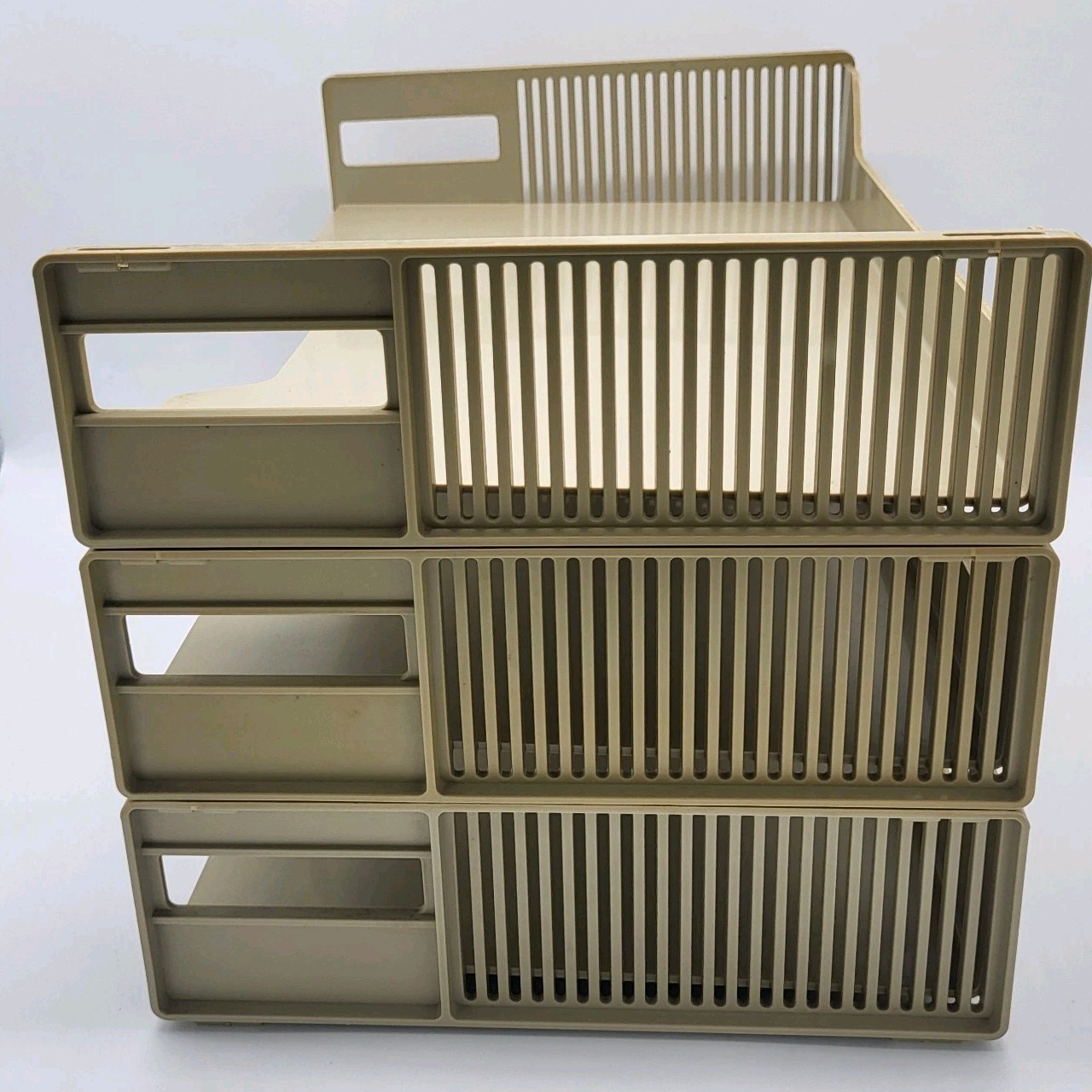 Eldon Office Products 1960’s 3-Tier File Paper Holder Beige Tan Plastic Vtg 1969