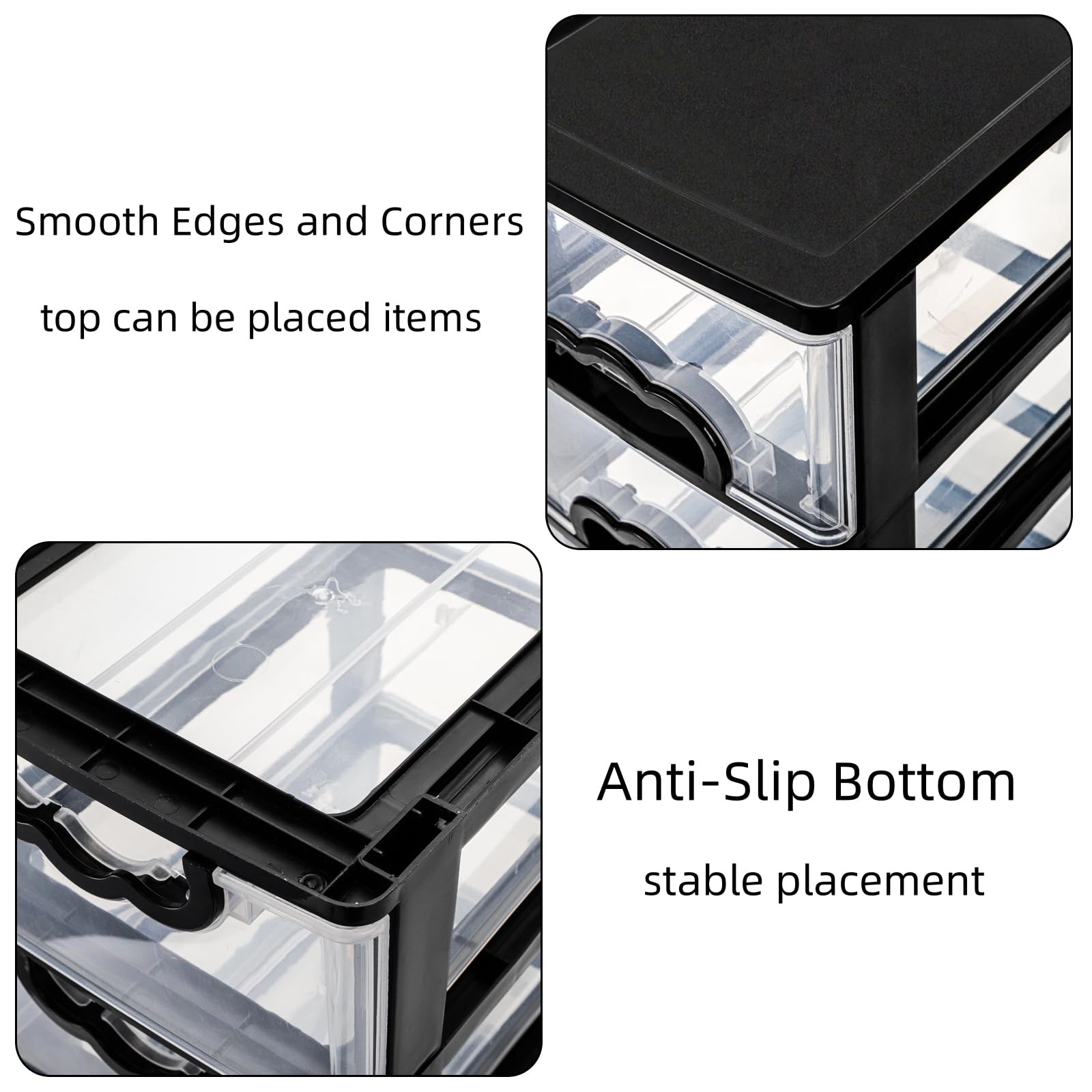 Desktop Organizer with 4 Drawers, Clear Plastic Storage Drawer Unit, Small De…