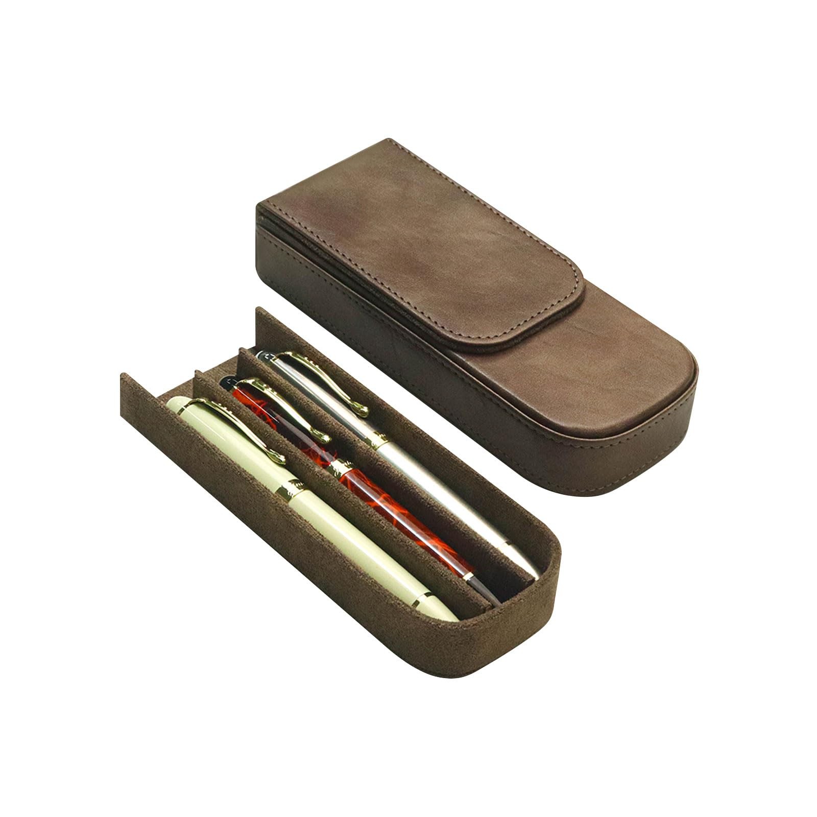 Leather Triple Pen Case Pencil Pouch Holder for Three Fountain Ballpoint Roll…