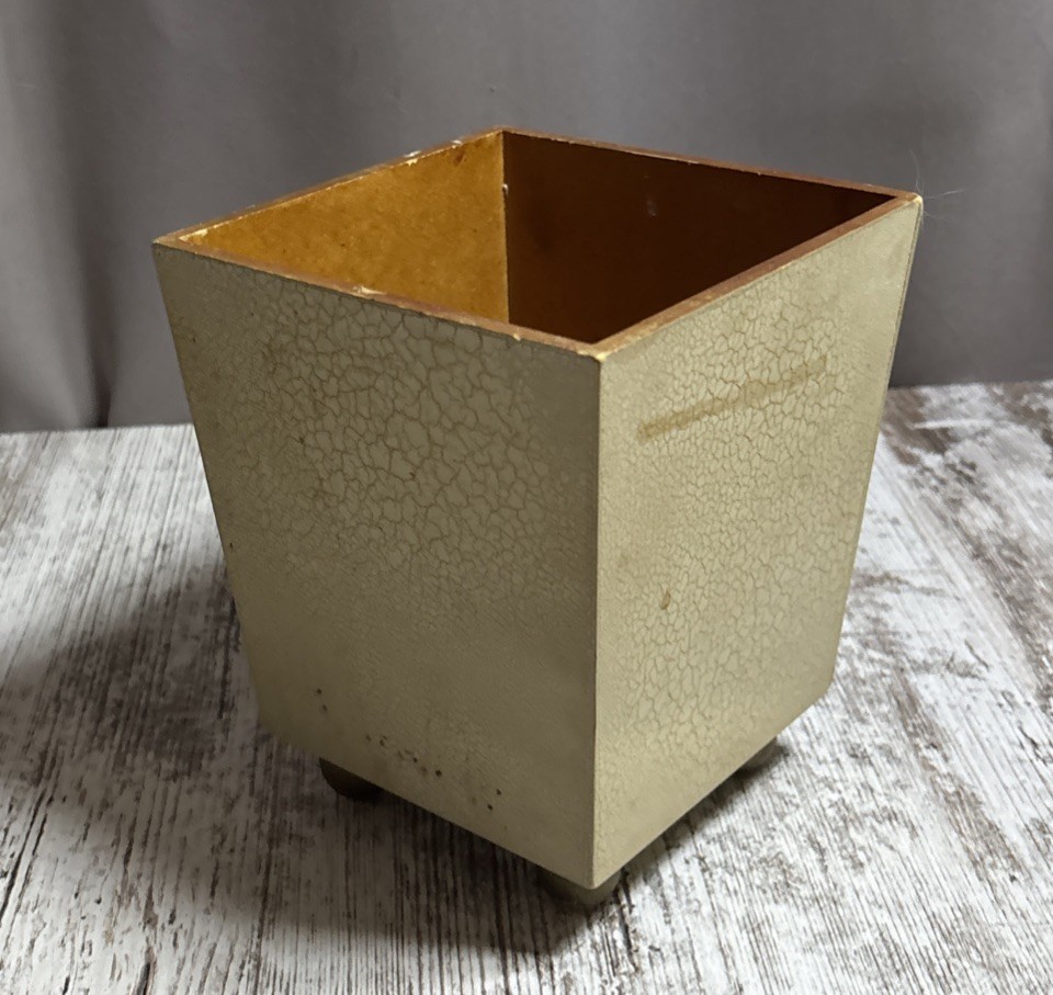 Vintage Pressed Flowers Square Pen Holder Pencil Cup Desktop Caddy Organizer
