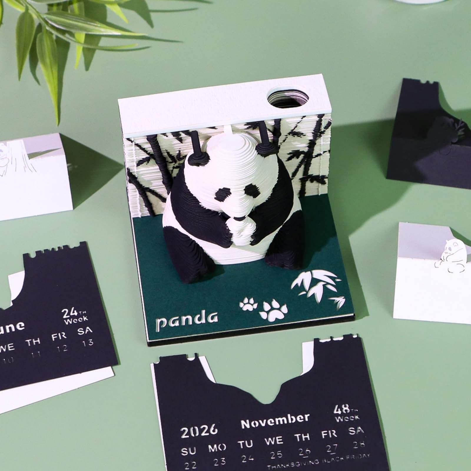 Time Piece Calendar 2026, 3D DIY 2026 panda-shaped