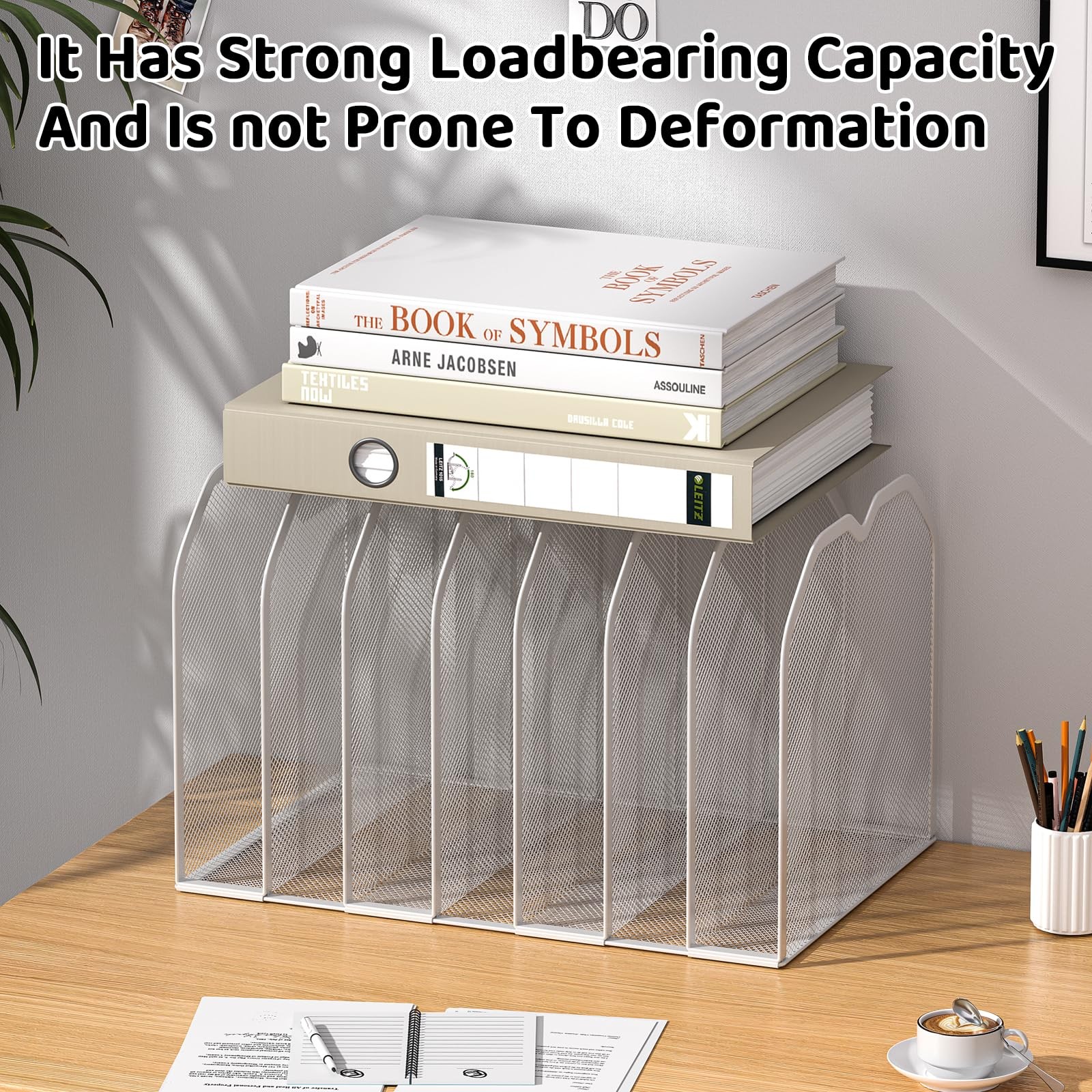 Vertical File Folder Organizer Desk Metal Desktop Rack Letter A4 7 Section