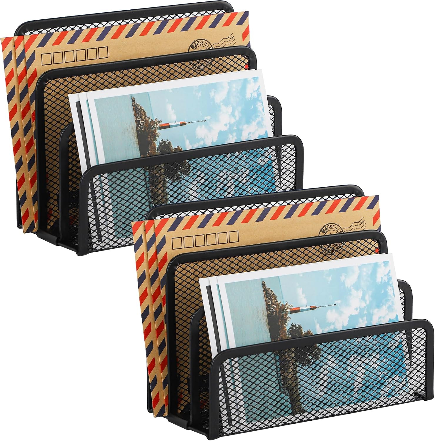 Desk Mail Organizer, Office Small Desktop Metal Mesh Envelope Letter
