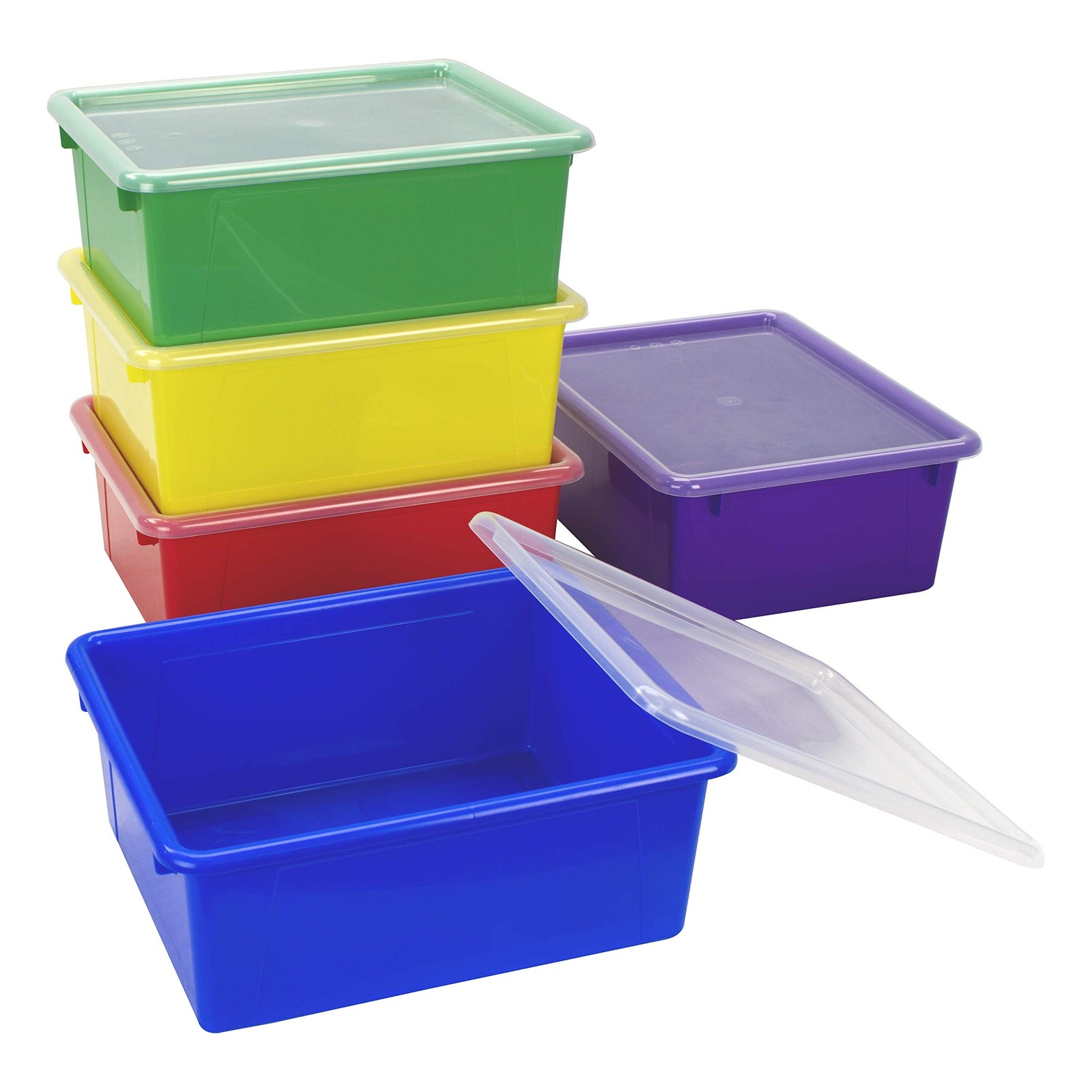 Storex Letter Size Deep Storage Bin Non-Snap Lid For Classroom Office And Home